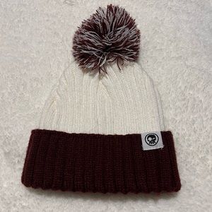 Headster Burgundy & Cream Pompom Toque - Size XS (Toddler 2-5)